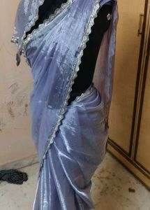 beautiful Lavender pure organza daimond work saree