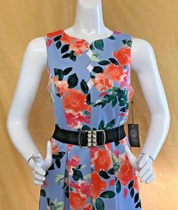 Vibrant Floral Print Sleeveless Dress