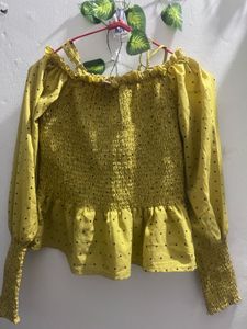 Yellow Polka Dot Smocked Top