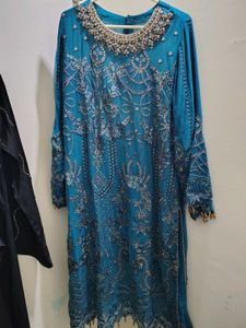 Embellished Teal Kurta Set