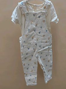 UK's Cute Floral Overalls &amp; Tee Set
