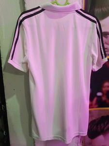 Adidas White Polo with Black Stripes