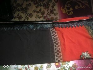 Elegant coffee &amp; orenge colour Sari