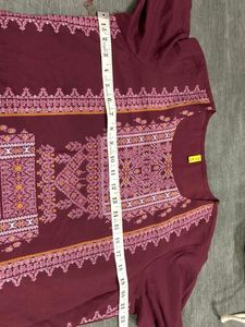 Printed Maroon Kurta (Women)