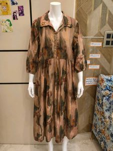 Boho Print Button-Up Midi Dress
