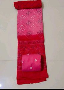 Beautiful Pink Bandhani Kurta matiriyal 👗