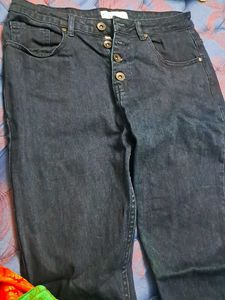 Button-Fly Dark Wash Jeans