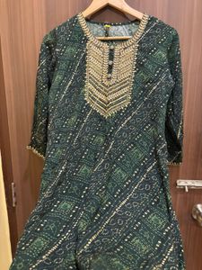 Green Bandhani Kurta