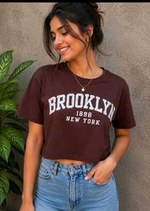Brown Brooklyn New York Graphic Top