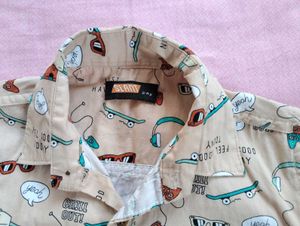 Adorable Penguin Print Button-Down Shirt