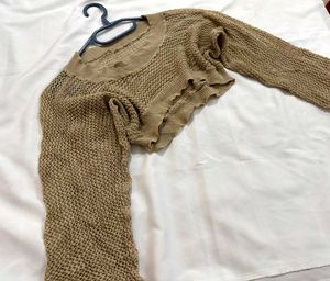 🎁Y2k Crop Sheer Knit Top O