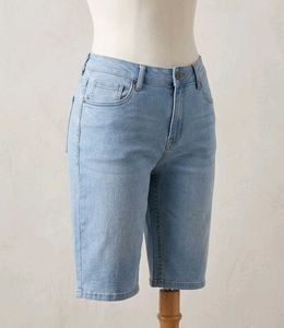 Classic Light Wash Denim Longline Shorts
