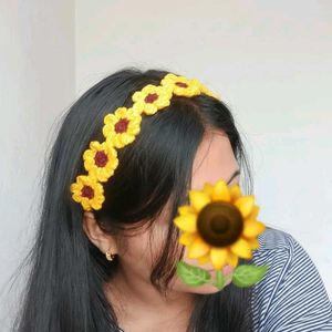 Handmade Crochet Sunflower Hairband