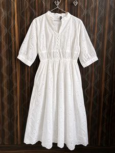 White Broderie Anglaise Midi Dress