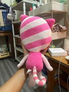 Cute Pink Striped Cat Plush Toy
