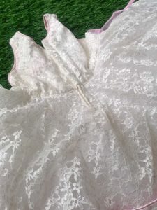 Pink &amp; White Lace Flower Girl Dress