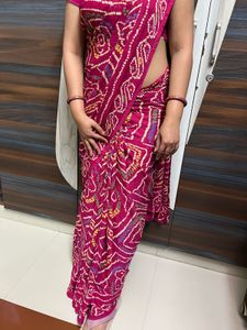 mesh beautiful chunri bhandej saree
