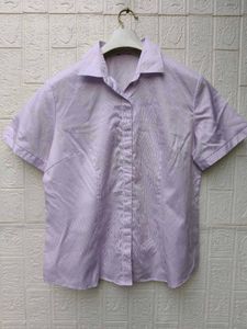 New with tag Korean Light Purple Striped Button-Up