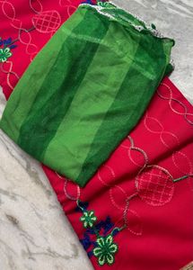 Vibrant Pink Embroidered Kurta Set with Dupatta