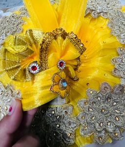 Laddu Gopal Fancy Dress Fabric Net Colour Yellow