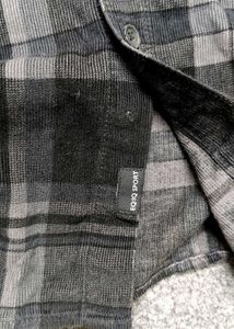 EQ:IQ SportBlack &amp; Grey Plaid Corduroy Shirt