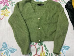 Chic Green Button-Up Cardigan