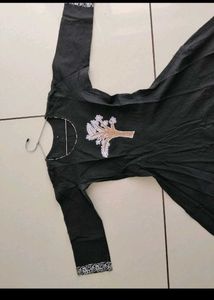 Elegant Black Kurta with Tree Embroidery