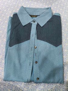 Stylish Blue Polka Dot Shirt