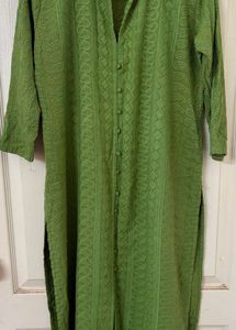 Green Chikankari Embroidered Kurta