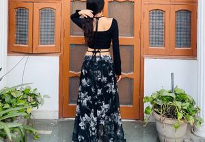 Floral palazzo &amp; Black Top Set