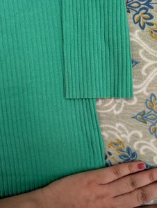 Green Ribbed Square Neck Top