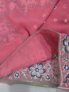 Beautiful Embroidered Pink Saree with blouse