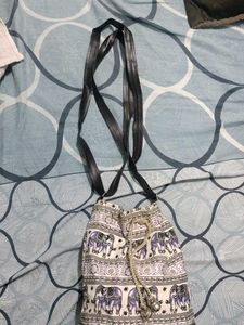 Boho Elephant Print Drawstring Bag