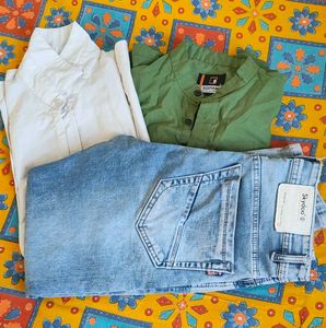 Men's Casual Kurta and Jeans Set