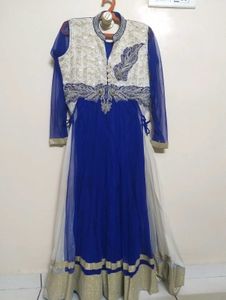 Elegant Blue & White Kurta Set Anarakali drees
