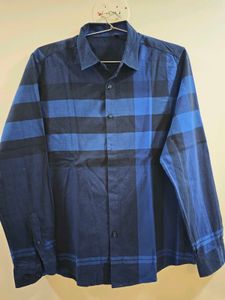 Men's Blue & Black Plaid Long Sleeve Shirt