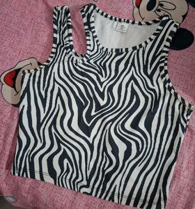 Zebra Print Cutout Tank Top