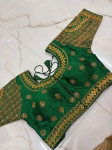 Embellished Green Silk Blouse
