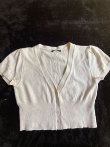 Cream Cropped Cardigan
