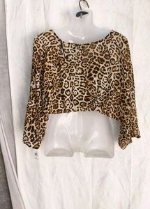 Leopard Print Wrap Crop Top
