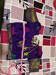 Violet &amp; Gold Colour Festive Ware Half-Saree