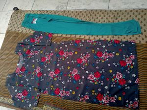 Floral Print Kurta with Leggings Set