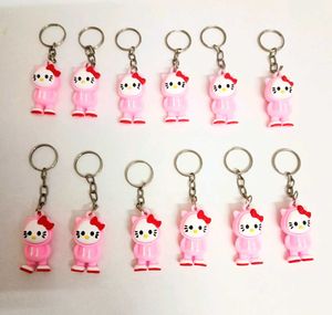 Set of 12 Cute Pink Hello Kitty Keychains