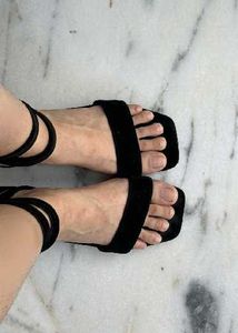 Black Suede strappy Lace-Up Block Heels