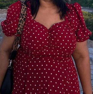 Charming Red Heart Print Dress