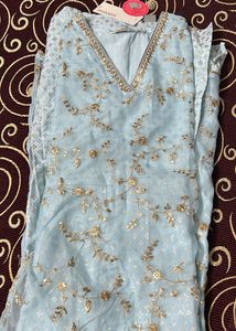 Light Blue Embroidered Kurti