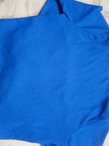 Mywishbag Blue Long Sleeve Crop Top