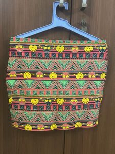 UNUSED Mini Skirt - Funky Smiley Graphic