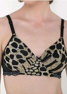 Animal Print Lace Detail Bra