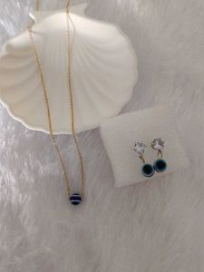 Evil Eye Necklace &amp; Earrings Set